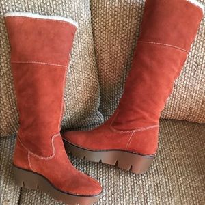 Michael Kors Knee Boots Rust color Suede platforms
